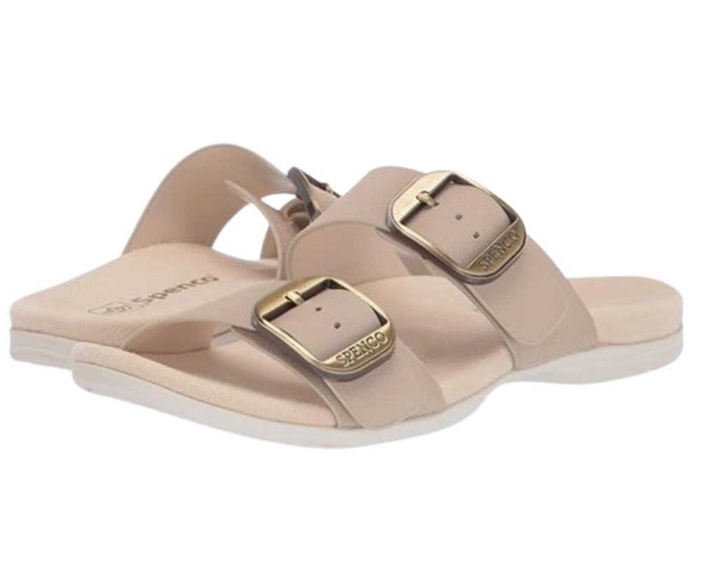 Spenco Womens Vista Slip On Sandals Size 7.5 Grey Morn Leather Comfort APMA NIB